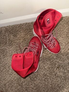 Fila Red High-Top Sneakers with White Accents